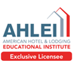 Logo of AHLEI, American Hotel & Lodging Educational Institute, with a red banner stating 'Exclusive Licensee'.