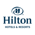 Logo of Hilton Hotels & Resorts featuring a stylized letter 'H' and the brand name.